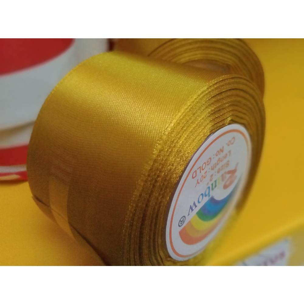 Pita Satin Gold 2 inch /5 cm Per Roll