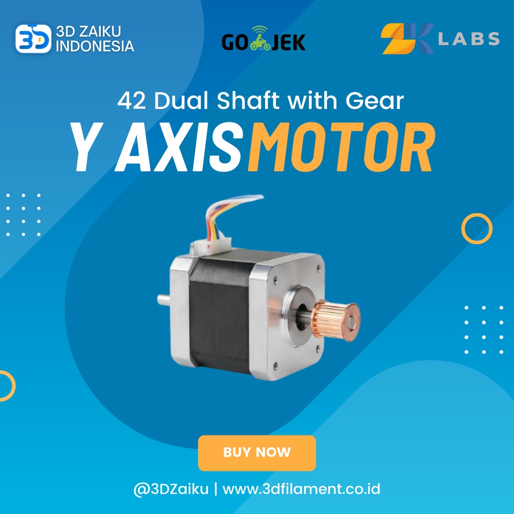 Zaiku Laser CO2 Y Axis Motor 42 Dual Shaft with Gear