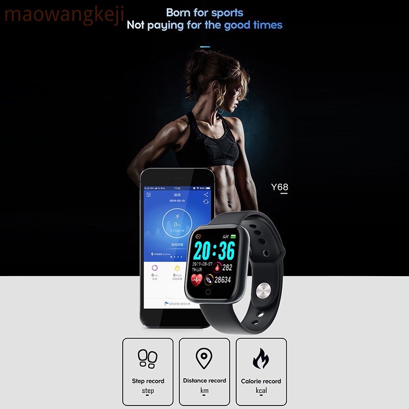 SmartWatch Y68 Bluetooth Sports Smartband  Waterproof Heart Rate Fitness Tracker