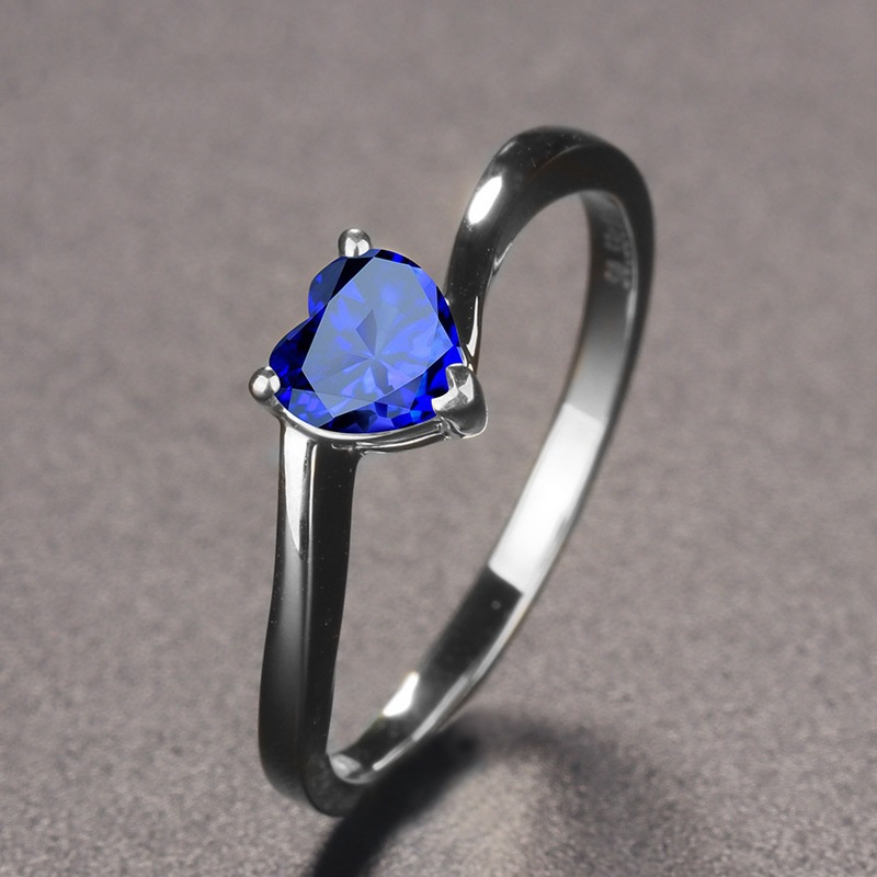 Cincin Sterling Silver 925 Dengan Batu Zircon Kubik Bentuk Hati Untuk Wanita