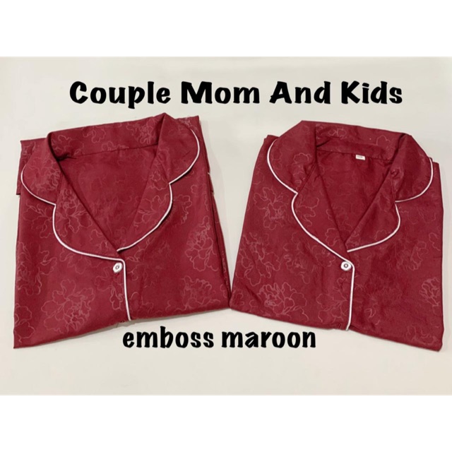 Piyama EMBOSS MAROON bisa couple mom kids and family