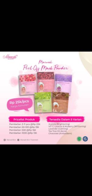 Marwah Peel Off Mask Powder 20gr Masker