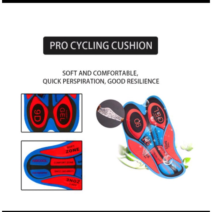 Pakaian Bersepeda Padding 9D Gel Jersey Sepeda Roadbike MTB Pria / Wanita Hitam Merah Lengan Pendek