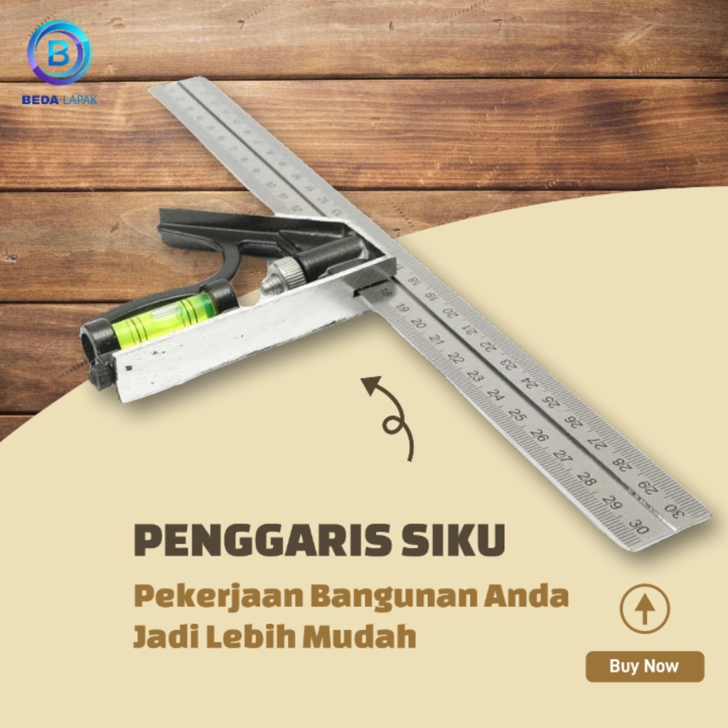 Pengaris Mistar Siku Tukang Waterpas Kombinasi Pengaris Siku Tukang