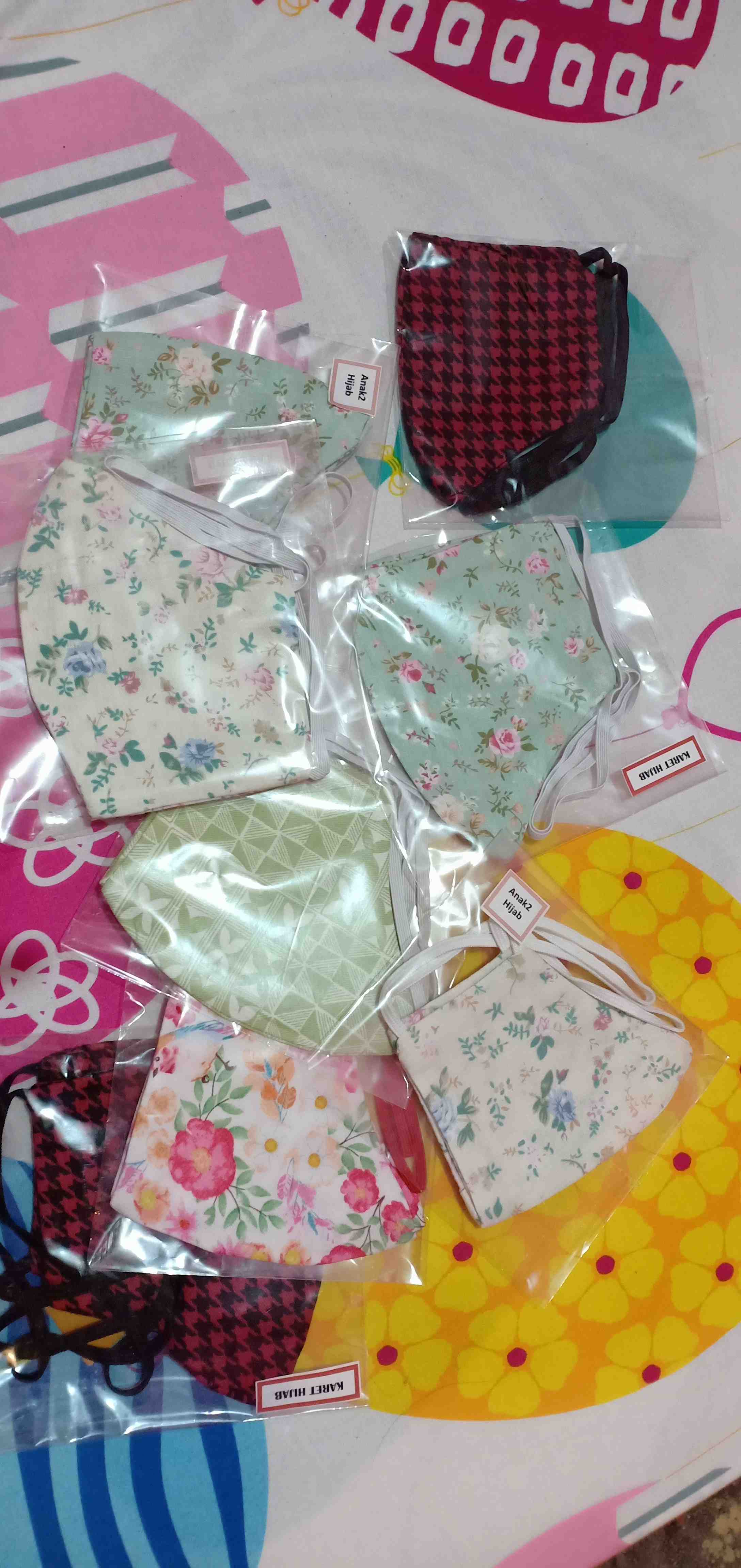 Masker Kain Katun Anak Dan Ibu_masker Kain Couple Anak Ibu_bisa Pilih Masker Headloop Atau Earloop