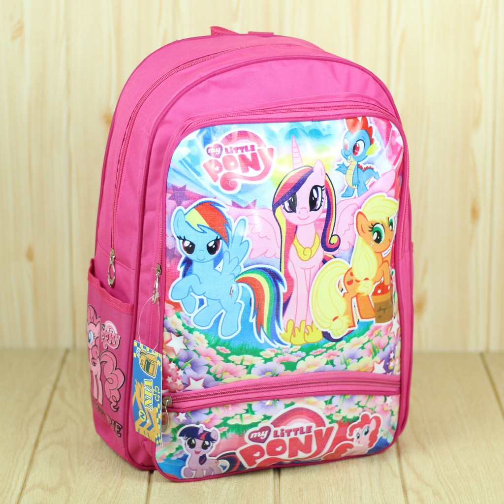 Tas Ransel Anak Anak Perempuan Sekolah Piknik Cewek Motif Little Pony 2 Pink Lucu Kekinian Trendy