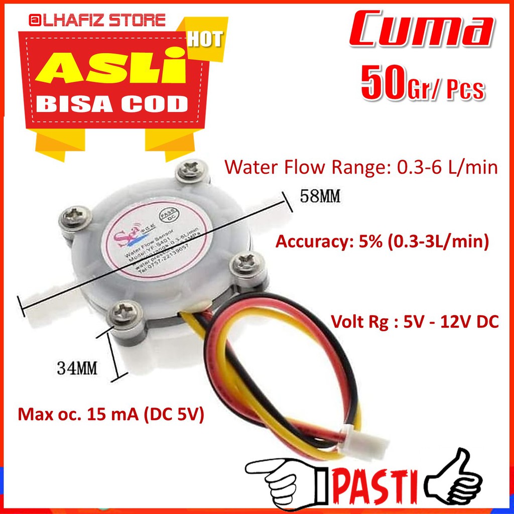 HIGH PRECISION WATER FLOW SENSOR 6mm YF-S401 SENSOR ALIRAN AIR  SEA FLOW SENSOR MINI POM SP004