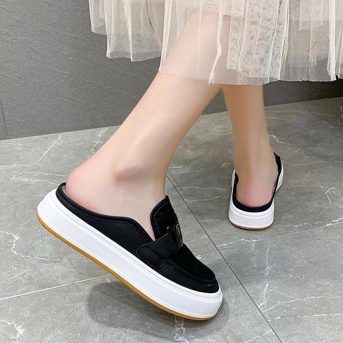 TBIG [COD] Sandal Wedges Slop Wanita DNNSLOP Import Korea Style Santai Wanita Remaja