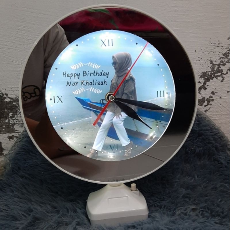 Magic Mirror with Clock - Jam Meja - Cermin Ajaib - Cermin Murah - Kado