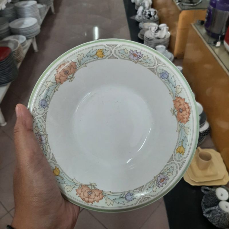 SOUP PLATE PIRING PASTA KERAMIK SANGO PIRING CEKUNG MOTIF BUNGA JADUL KOLEKSI DAPUR CANTIK PAJANGAN