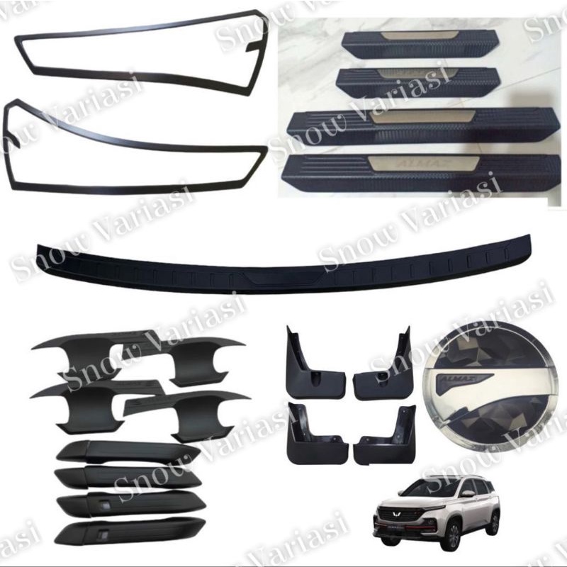 Paket Garnish Outer Handle Cover Sillplate Mud Guard Wuling Almaz Hitam Chrome