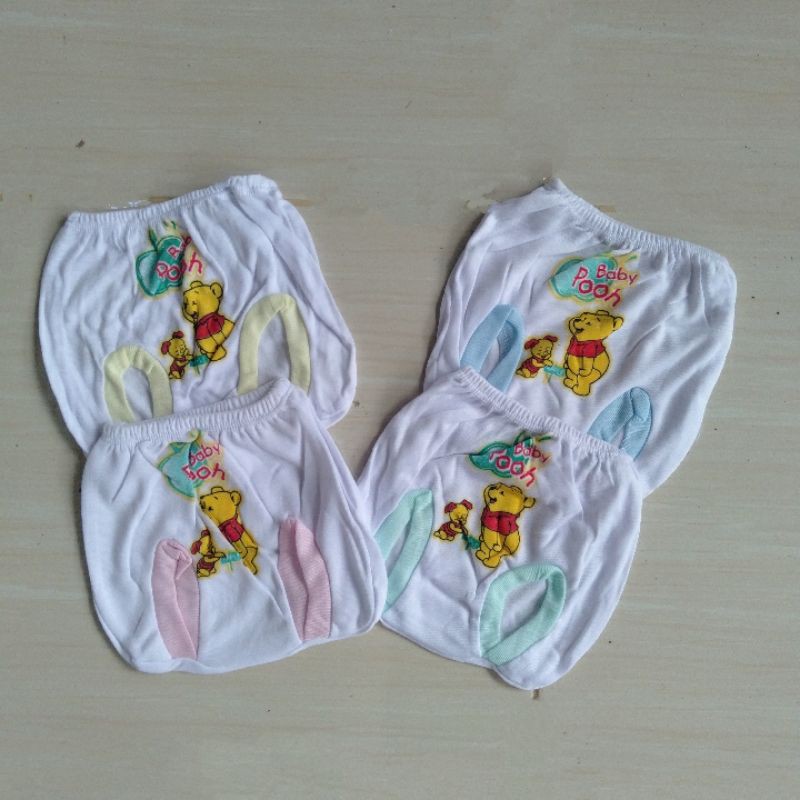 6 pcs Celana pop newborn putih sablon pooh / Celana pop bayi motif pooh / Celana kodok