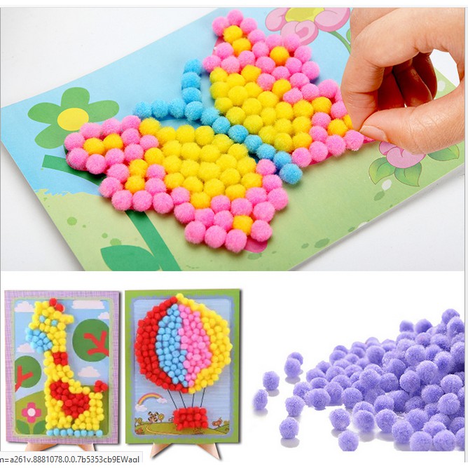 TEMPEL POM POM MAINAN EDUKASI ANAK STICKER PRAKARYA art n craft anak