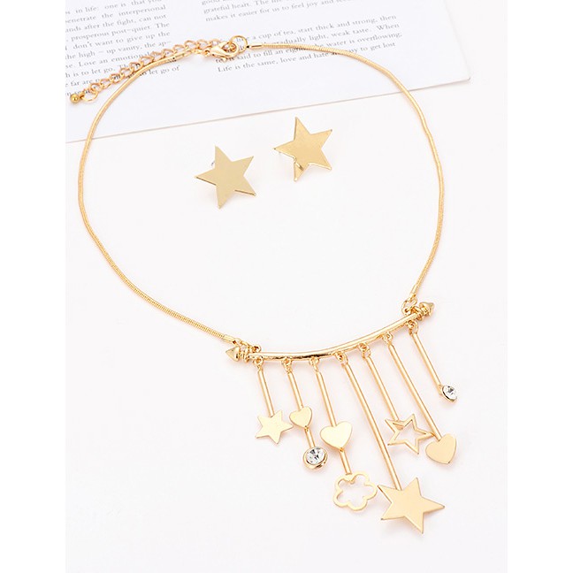 LRC Kalung Set Fashion Gold Color Flowers&amp;star Shape Decorated E99603