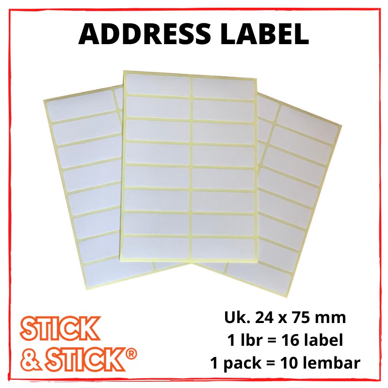 Jual Sticker Self Adhesive Address Label 24x75 mm Tom Putih Polos ...