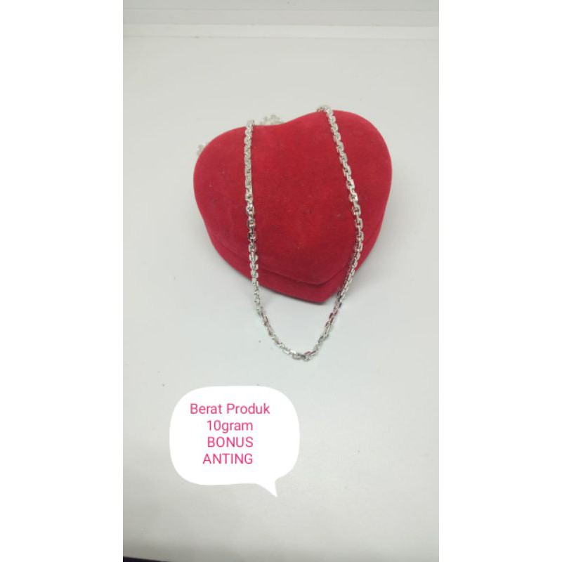 KALUNG PERAK ASLI MURNI PRIA WANITA PERHIASAN SILVER BONUS ANTING