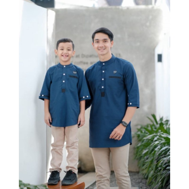 BAJU KOKO COUPLE AYAH ANAK PAKISTAN PAKAIAN MUSLIM ANAK BAHAN OXFORD WARNA PUTIH TAN MOCCA M L XL