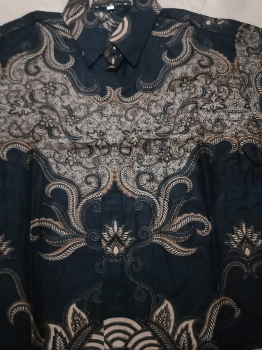 Kemeja Batik Pria Lengan Panjang Size M L Xl Xxl  Bswart Batik Hrb026 Kenongo Hem Panjang Pad