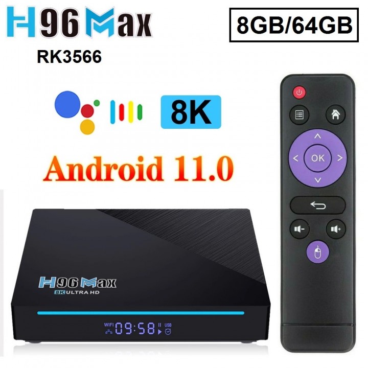 H96 MAX RK3566 - Android OS Smart TV Box 8K UHD - RAM 8GB ROM 64GB