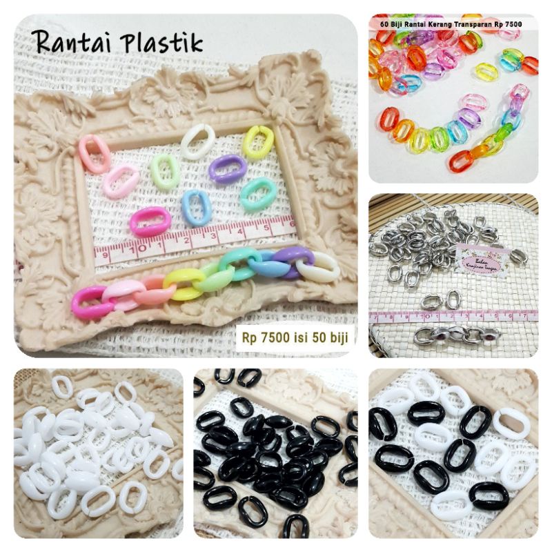 50 ~ 60 biji Rantai Kerang Mote Manik Monte Rantai Plastik Bahan Strap Masker