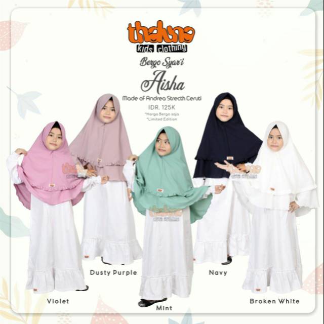 Bergo Anak Syar'i Aisha By Thaluna Kids - Jilbab Anak - Kerudung anak