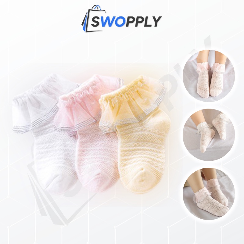 Swopply KS12 Kaos Kaki Renda Bayi Perempuan Katun Baby Socks Nyaman