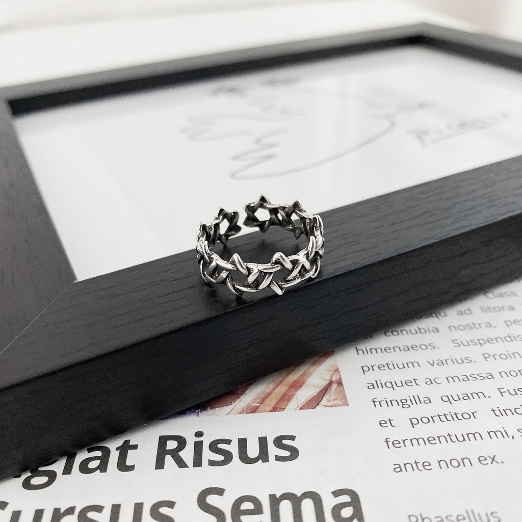 Cincin Model Terbuka Desain Hexagram Gaya Hip Hop