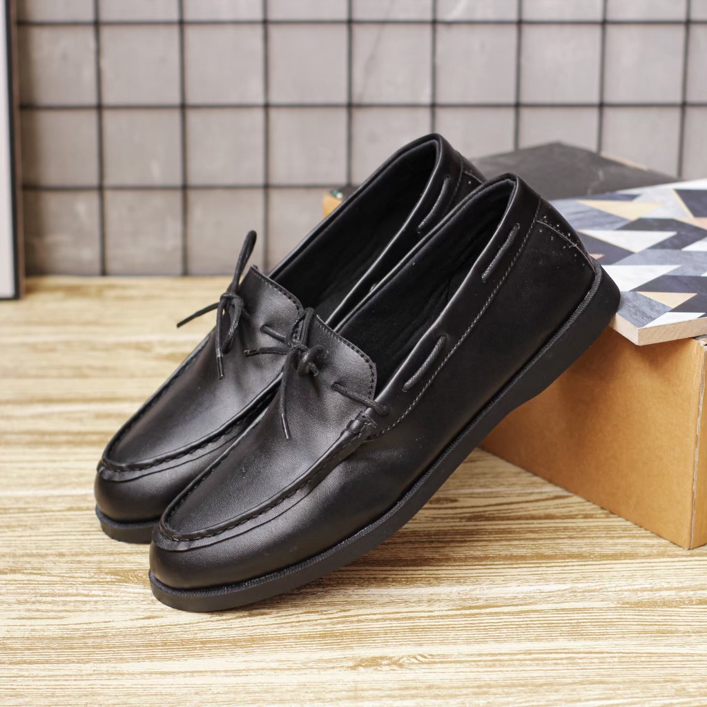 FATIMAHSHOES - Sepatu Formal Kerja Pria Kulit PU Hitam