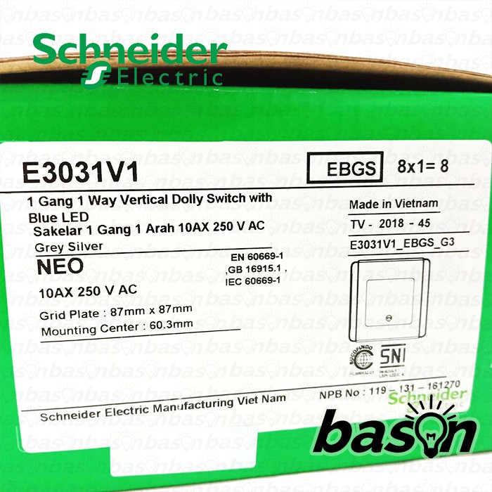 Schneider NEO VERTICAL 1 Gang 1 Way - Saklar 1 Tombol 1 Arah dengan lampu indikator