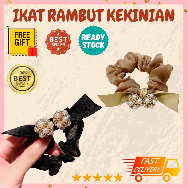 IKAT RAMBUT BANDANA SILK SCRUNCHIE SRUNCHIE SCRUNCIE SKRUNCHIE SCRUNCHIES AKSESORIS ASESORIS HAIR AC