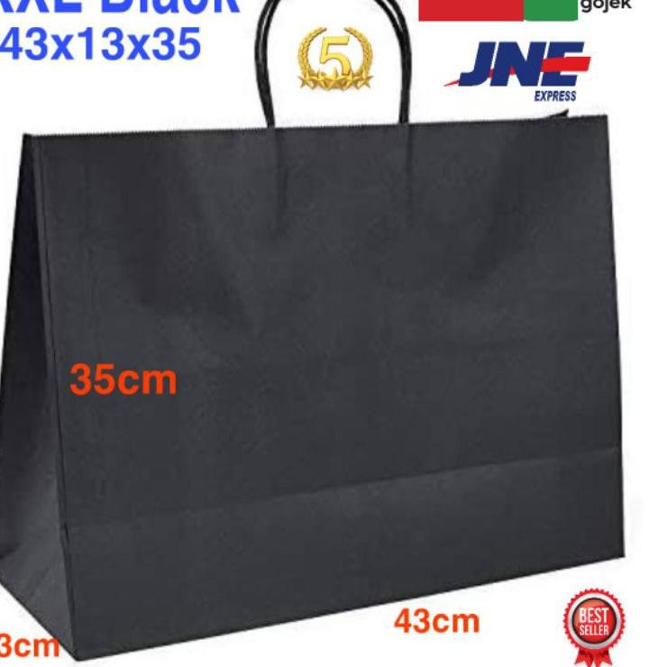 

★ 1 pack isi 20PCS / 43x13x35 Paper bag kraft hitam polos Goodie bag Shopping bag premium Ω