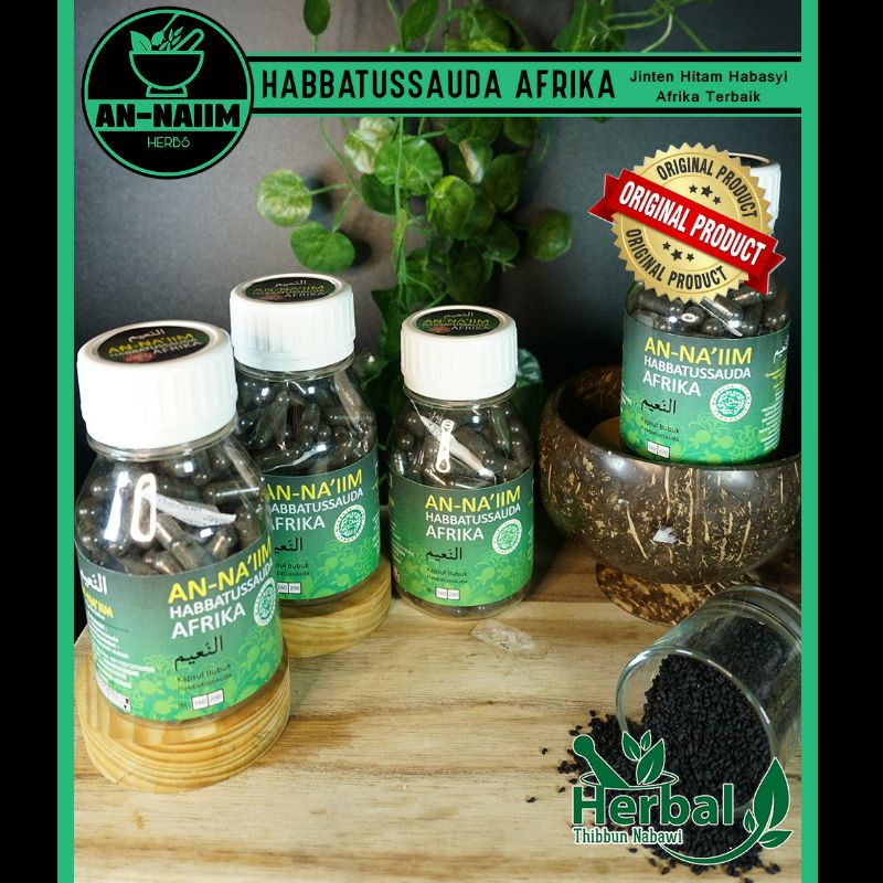 Habbatussauda Afrika Annaiim/Jinten Hitam Kapsul Bubuk/Obat Herbal isi 160 Kapsul