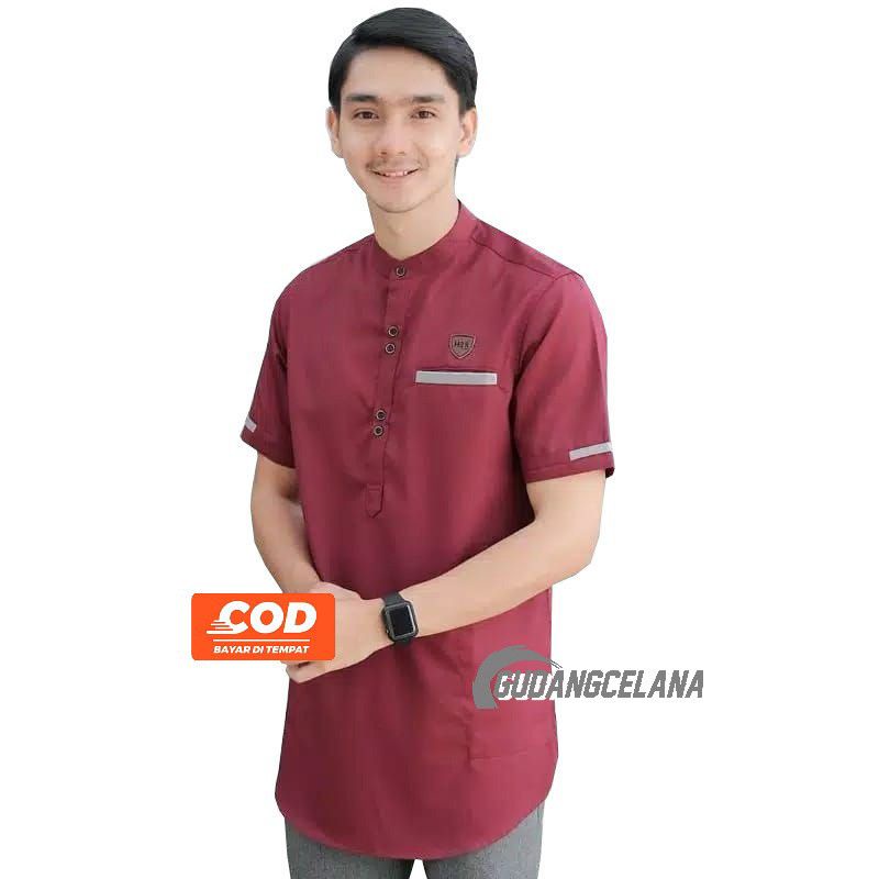 Baju Koko Kurta Lengan Pendek Matt Katun  Toyobo Adem Tebal Terlaris Baju Koko Pria Modern