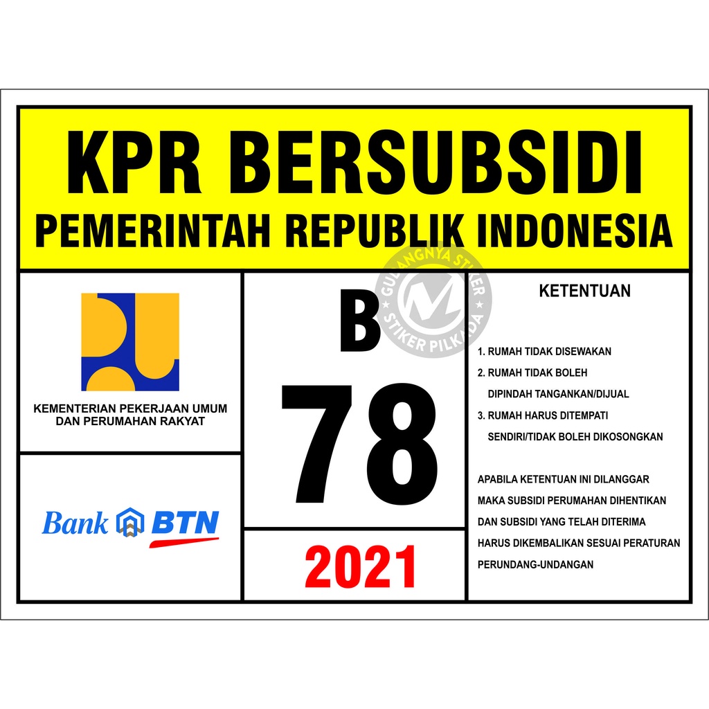 STIKER VINYL NOMER RUMAH KPR BERSUBSIDI (CUSTOM, ALAMAT TULIS DI CATATAN/CHAT)