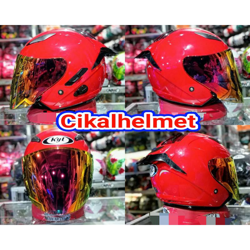 KYT GALAXY SLIDE SOLID FIRE RED | PAKET GANTENG VISOR IRIDIUM + SPOILER