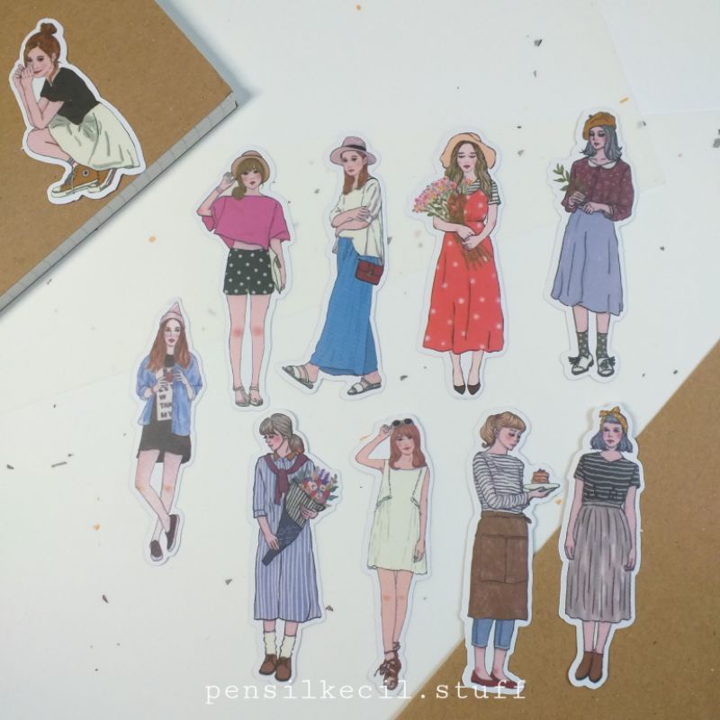 

10pcs - 20pcs Fashion Girl Deco Sticker Pack Aesthetic Murah Jurnal DIY Scrapbook BUJO Planner