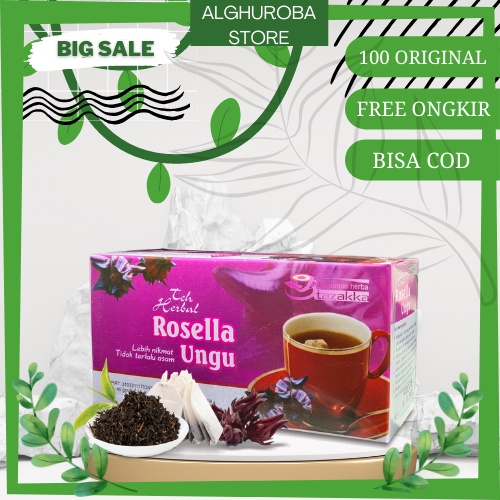 Teh Celup Bunga Rosella Ungu Herbal Tazakka Minuman Kesehatan Antioksidan kaya vit C