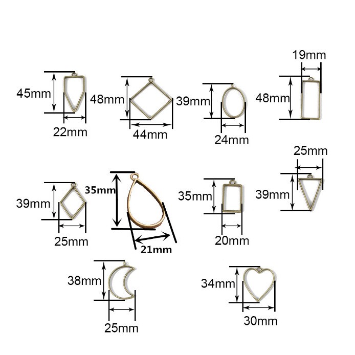 10pcs Liontin Resin Bentuk Geometri Hollow Untuk Membuat Perhiasan