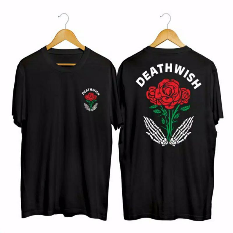 Fourfashion Kaos Pria Kaos Distro DEATH WISH  Black EL015