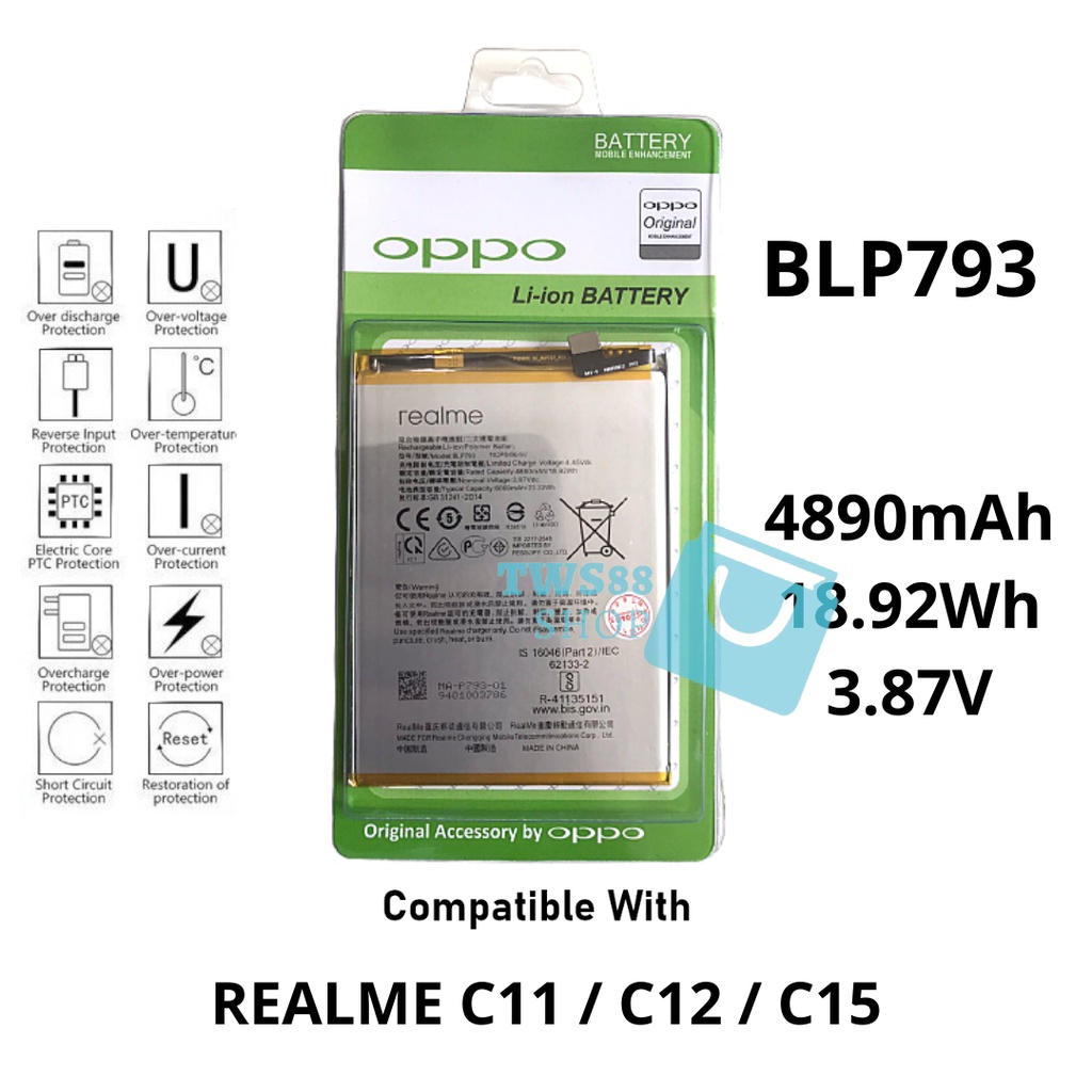 (TWS) Batre Battery Baterai Original Oppo BLP793 Realme C11 / C12 / C15