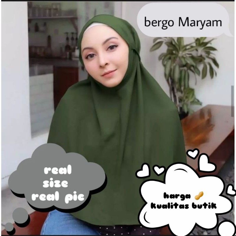Bergo Maryam diamond crepe Italiano tebal premium import | jilbab instan tali non pet | kerudung hij