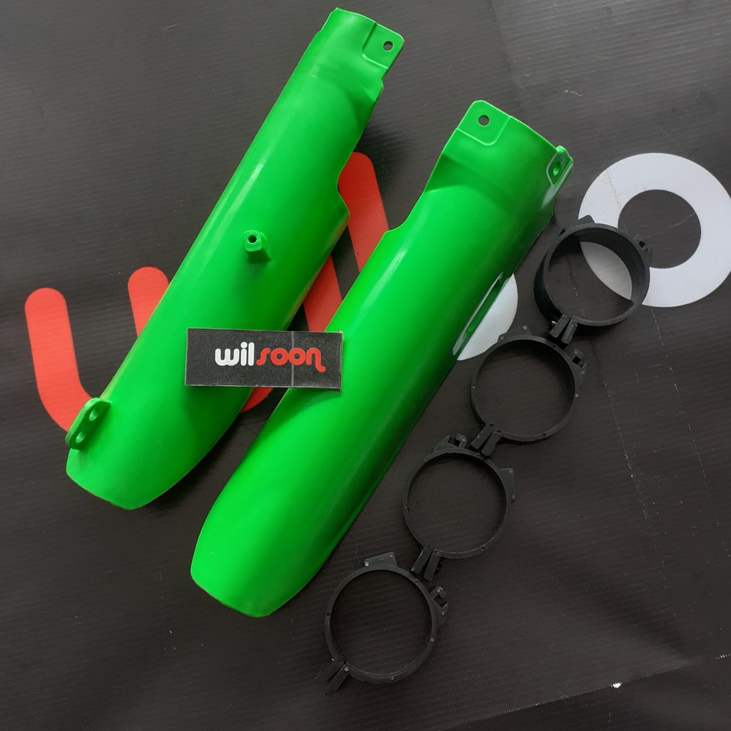 Pelindung Shockbreaker Shock Depan Kawasaki KLX 150 BF / DTRACKER Dan Kleman Driv Hijau