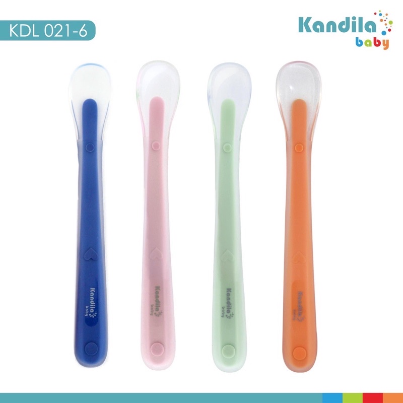 KANDILA SPOON SET  Sendok Makan Bayi isi 2 Lentur Sendok MPASI - Kandila Sendok Garpu Makan Anak Bayi dengan Box Penyimpan Spoon Fork Set Traveling - Kandila Sendok Silikon Bayi dengan box Penyimpan Gigitan Sendok Bayi