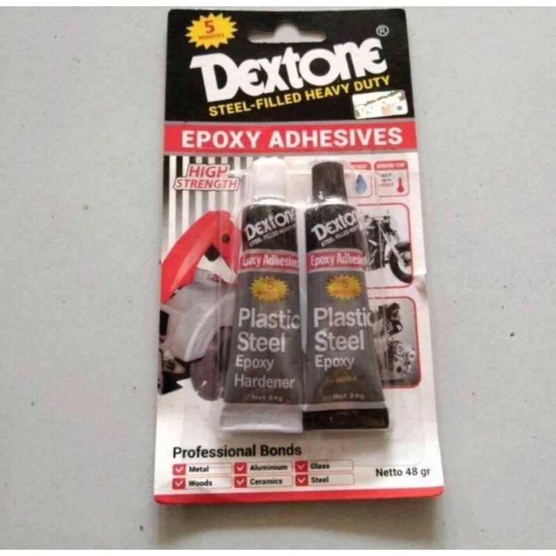 

DEXTONE LEM BESI CAMPUR HITAM PUTIH 12gr 48gr LEM EPOXY ADHESIVE PLASTIC STEEL LEM HITAM PUTIH LEM BESI LOGAM KAYU PLASTIK