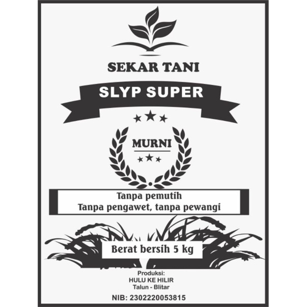 

Beras Slyp Super murni tanpa pengawet dan pewangicap Sekar tani 5kg