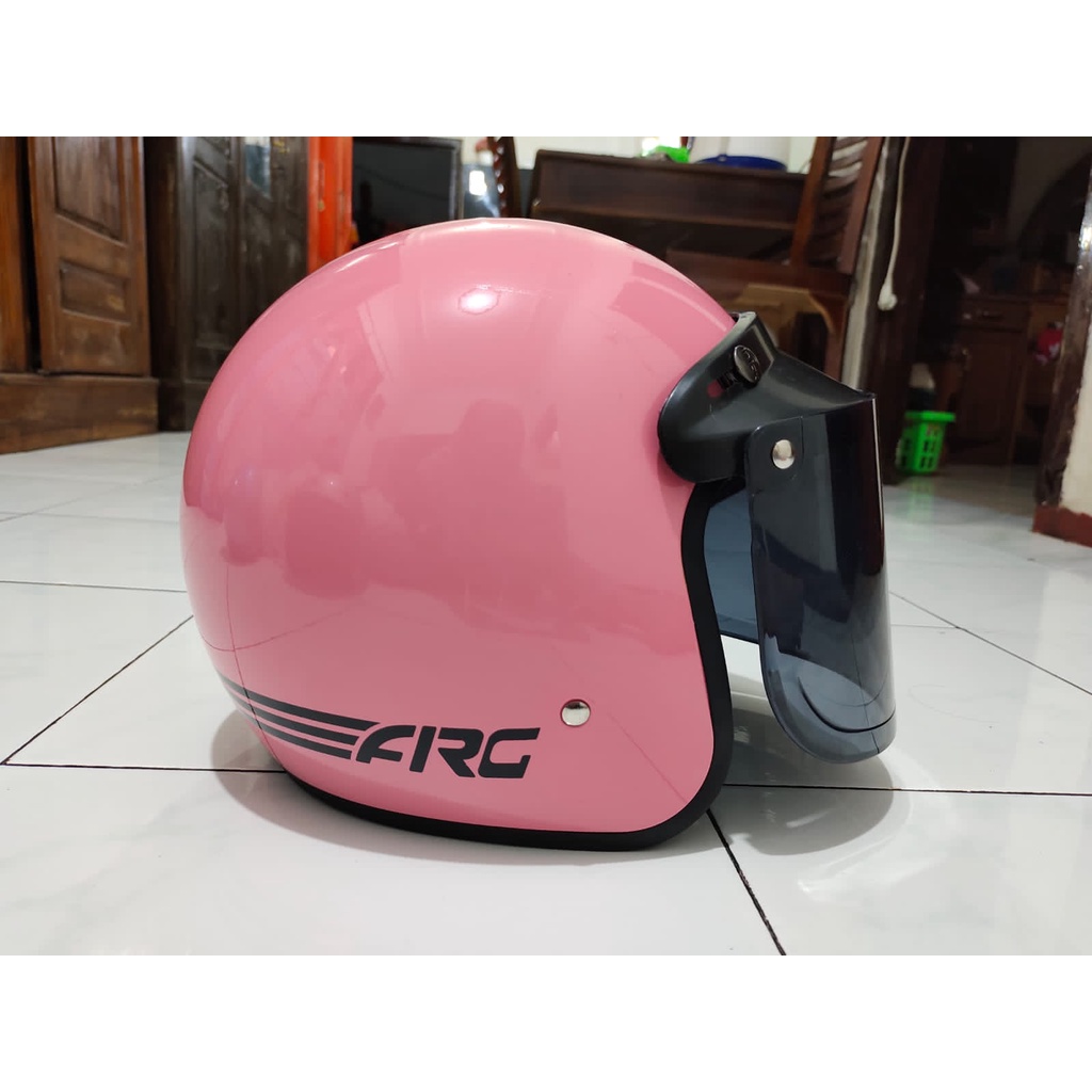 HELM BOGO DEWASA ARC(PINK PEACH)+KACA DATAR INJAK - PACKING FREE BOX+BUBBLE WARP