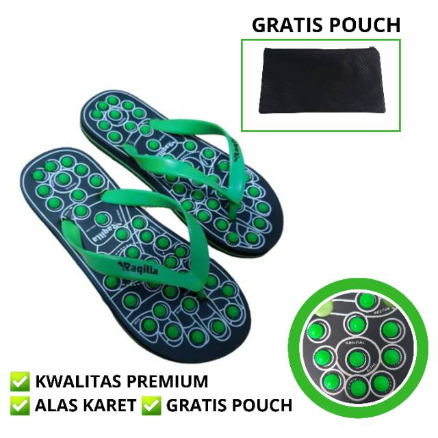 Sandal Refleksi Sendal kesehatan Rematik selipar akupuntur  + Kemasan Pouch Cantik