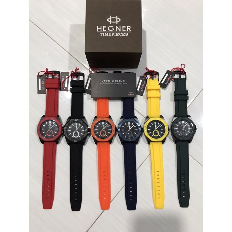NEW ARRIVALJAM TANGAN PRIA HEGNER  HW 1670G RUBBER 52MM
