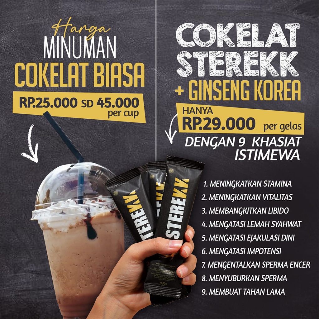 

Sterekk Minuman coklat penambah stamina pria dewasa 250gr