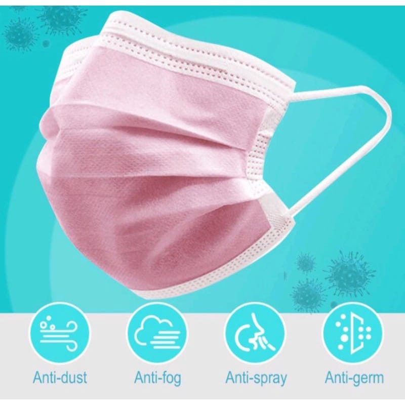 ✿ELYSABETHME✿ Mask 3ply per pcs medis masker penutup mulut earloop anti polusi debu virus